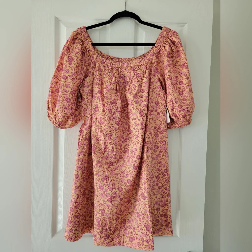 NWT Large Old Navy Pink/Orange Floral Dress - Picture 2 of 6